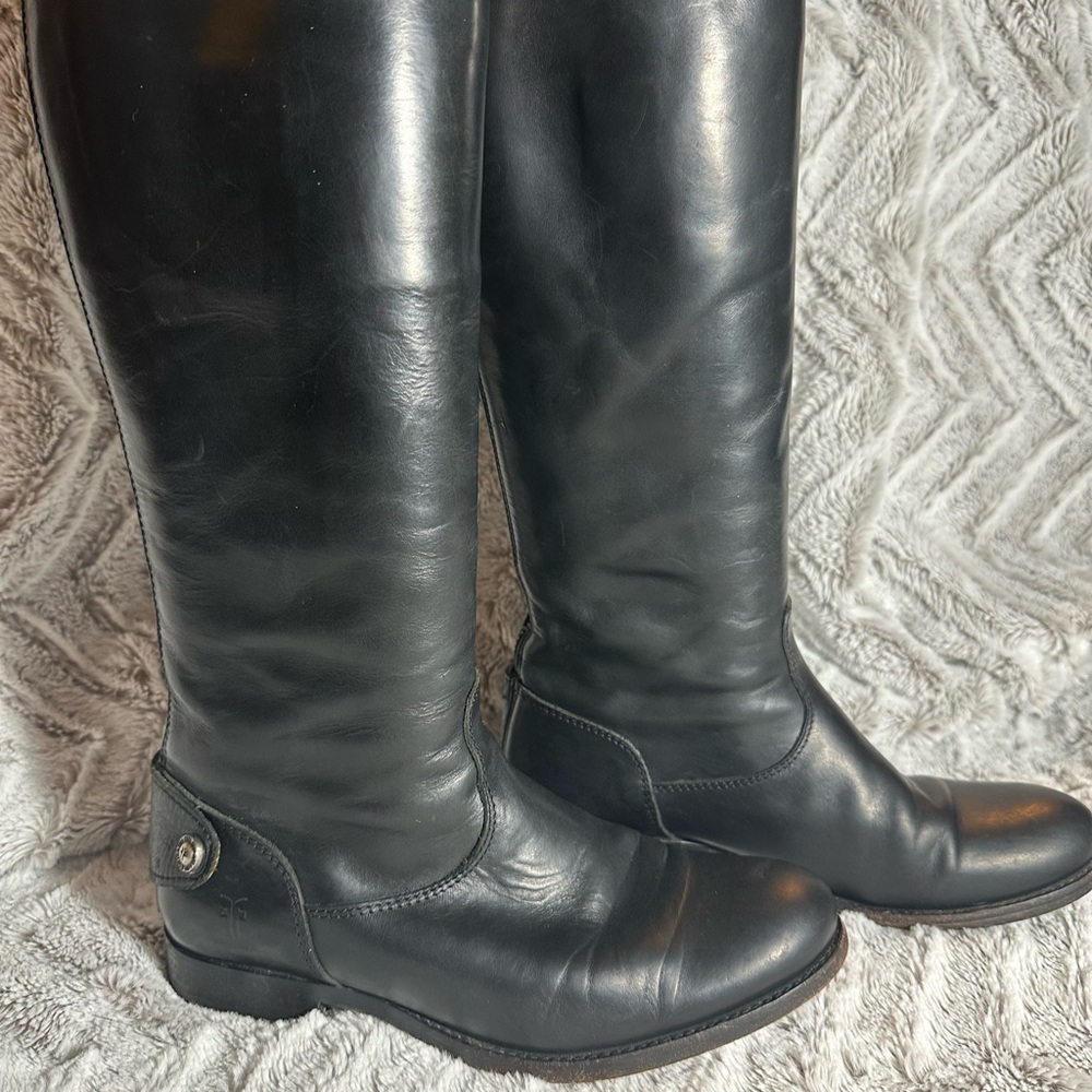 Frye Melissa Riding Boots Tall Black Leather Flat Womens 6.5